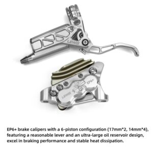 Lewis EP6+ 6-pístková hydraulická kotoučová brzda pro EMTB a E-motocykle - přední nebo zadní - stříbrná